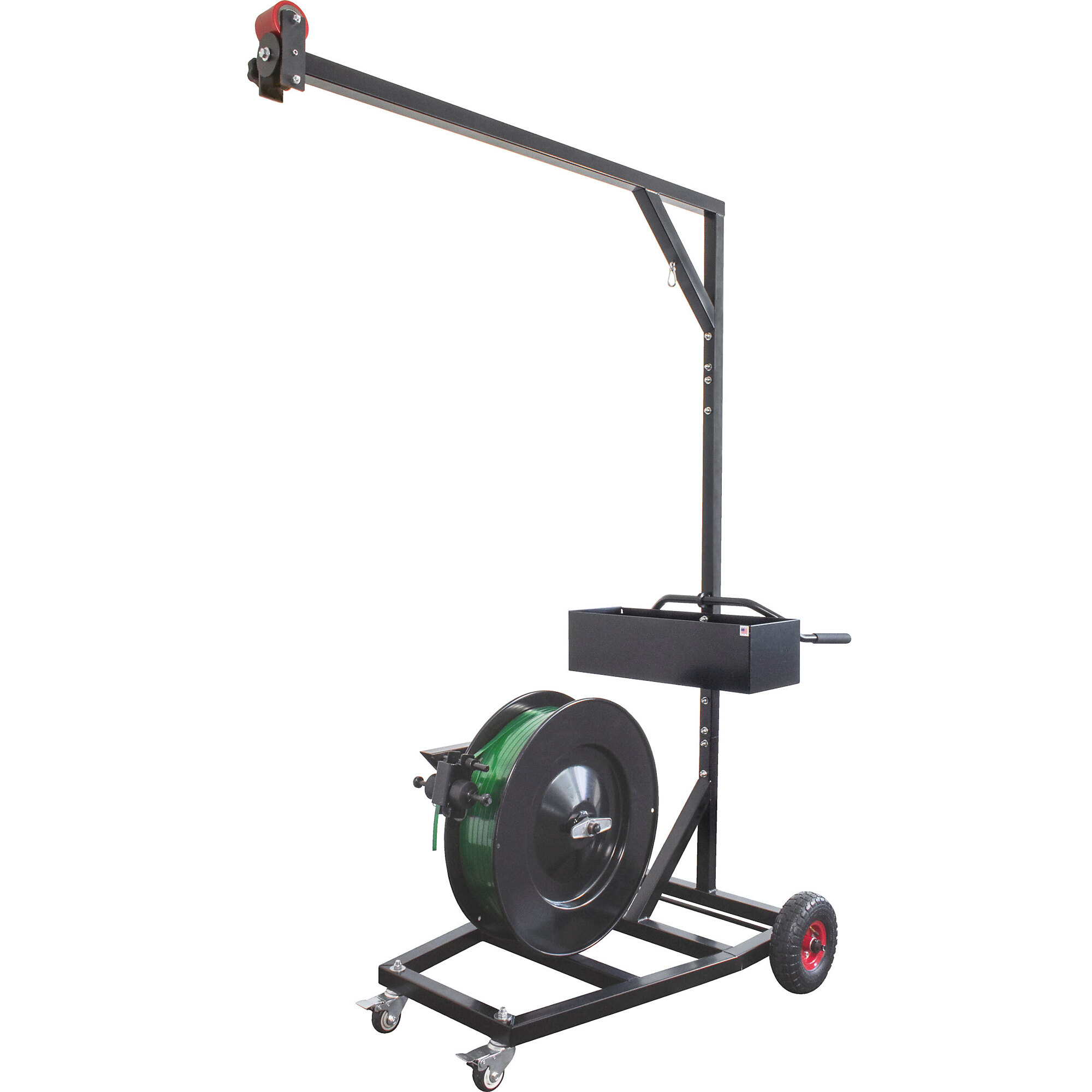 Encore Packaging Heavy-Duty Strapping Truck — Adjustable Handle and Tray Height, Steel Frame, Locking Swivel Casters, Model# EP-3555